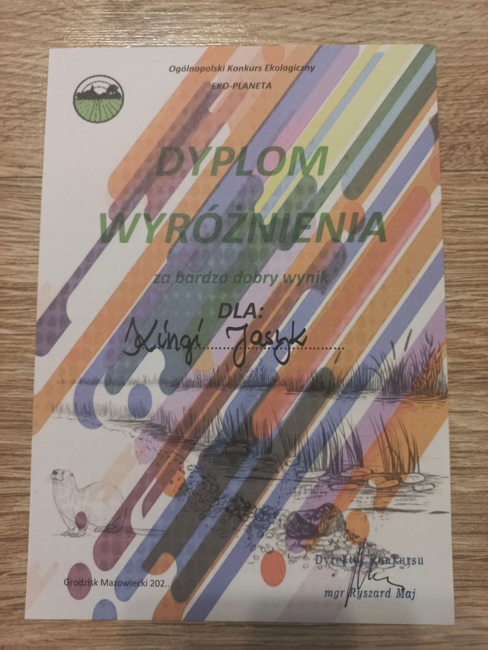 Kinga Jasyk wyróżniona w Ogólnopolskim Konkursie Ekologicznym „EKO-PLANETA”