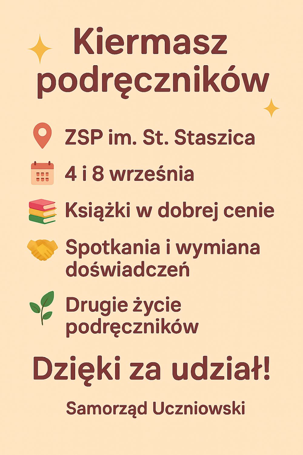 Kiermasz używanych podręczników przy ZSP im. Stanisława Staszica