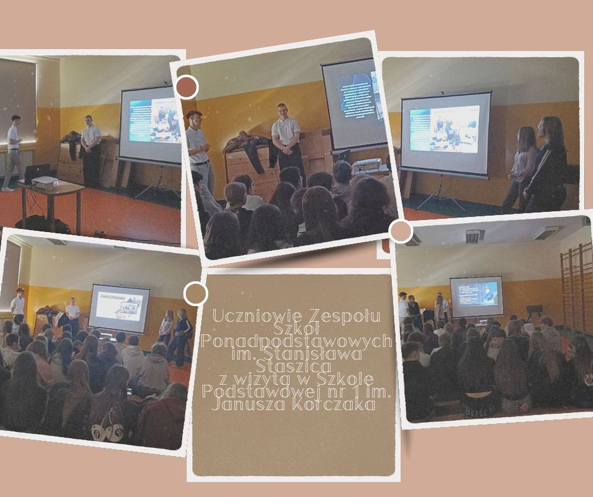 Uczniowie Zespołu Szkół Ponadpodstawowych im.&nbsp;Stanisława Staszica z wizytą w&nbsp;Szkole Podstawowej nr&nbsp;1 im.&nbsp;Janusza Korczaka